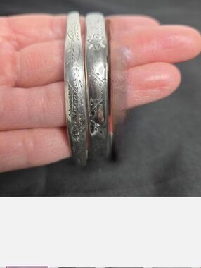 For SARAH Sterling Silver Engraved Bangle Bracelet Set Of 2